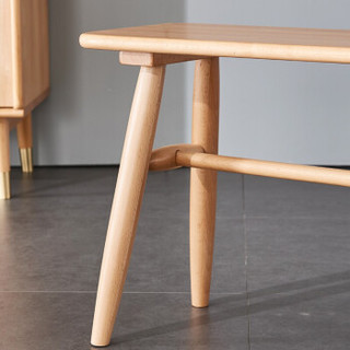 家逸 北欧实木长条凳餐凳换鞋凳床尾凳简约创意实木铜素凳子