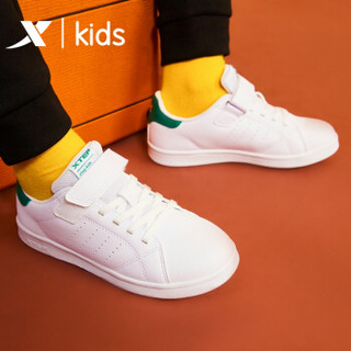 特步 XTEP 童鞋儿童小白鞋板鞋 男女童运动鞋 休闲运动鞋 680115319528 白绿 33