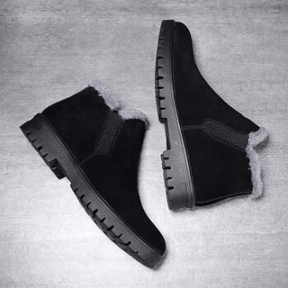 北极绒（Bejirog）时尚潮流休闲保暖加绒棉鞋高帮套脚加厚防滑雪地靴9116 黑色 40