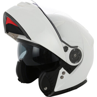 YOHE 950永恒双镜片电动摩托车头盔全盔男女士冬季保暖半覆式揭面盔 亮白色 XL码