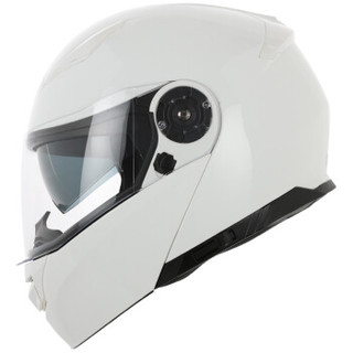 YOHE 950永恒双镜片电动摩托车头盔全盔男女士冬季保暖半覆式揭面盔 亮白色 XL码