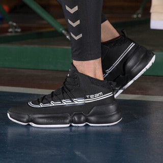 鸿星尔克男鞋篮球鞋新款实战减震舒适耐磨透气男运动鞋 11119304133 正黑/正白 44
