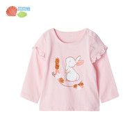 贝贝怡秋季新款女童可爱小兔卡通印花长袖T恤上衣