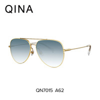 亓那QINA2019年新款太阳镜墨镜蛤蟆镜飞行员框开车司机镜女圆脸QN7015 A62