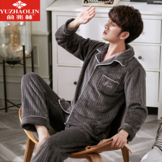 Yuzhaolin 俞兆林家居服 俞兆林睡衣男秋冬季加厚加绒珊瑚绒家居服男士法兰绒睡衣男套装深灰抽条xxxl 报价价格评测怎么样 什么值得买