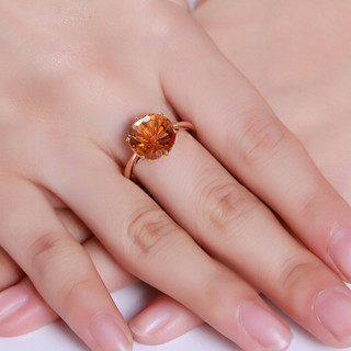 欧采妮 黄晶戒指 18K金镶嵌彩色宝石戒指环女 定制款 D0102022
