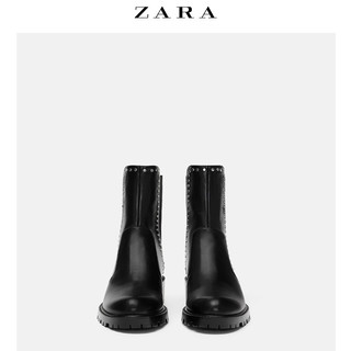 ZARA TRF 17172301040 女款铆钉饰平底切尔西短靴 