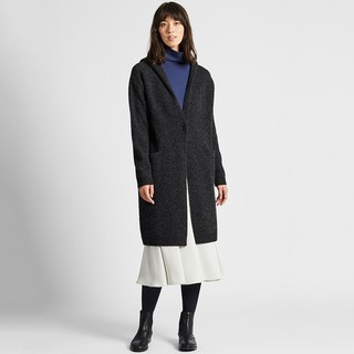 UNIQLO 优衣库 420515 女士羊毛混纺连帽针织大衣