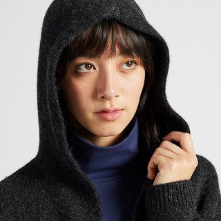 UNIQLO 优衣库 420515 女士羊毛混纺连帽针织大衣