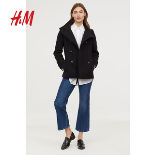 H&M 0626587 双排扣立领 女款毛呢外套
