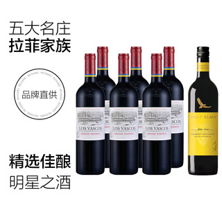 LAFITE 拉菲 巴斯克特酿 干红酒葡萄酒 750ml*6瓶+禾富黄牌*1瓶