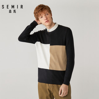 Semir 森马 14058071037 男士毛衣翻领撞色毛衫