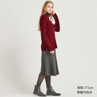 UNIQLO 优衣库 420303 女士美利奴羊毛混纺圆领针织衫