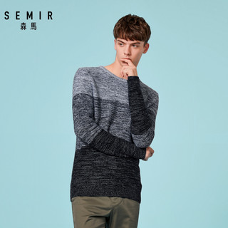 Semir 森马 14-058071349 男士撞色圆领毛衣