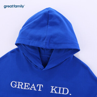 歌瑞家（greatfamily）男童外套秋装新款纯棉童装男孩连帽套头卫衣 蓝130