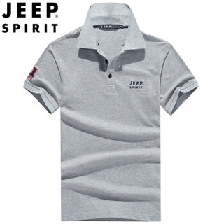 吉普 JEEP 男士Polo衫 短袖T恤男翻领棉质宽松半袖大码青年Polo衫 LS08001灰色 M