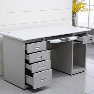 驰界（chijie）1.6米钢制电脑桌铁皮办公桌带抽屉财务员工桌单人（加厚）