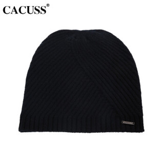 CACUSS Z0289 纯羊毛帽子 男 针织帽毛线帽秋天冬天时尚保暖潮帽 黑色 均码