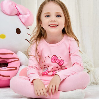 凯蒂猫（HELLO KITTY）儿童内衣家居服套装 女童圆领秋衣秋裤套装 KT01D09021 粉色 120cm