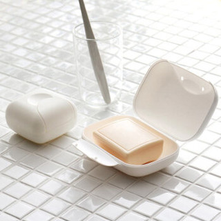JAJALIN 加加林 带盖可携带旅行香皂盒 锁扣便携手工皂盒肥皂盒 塑料 大号磨砂透明白色
