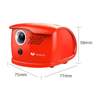 窝窝头（wowoto）Q1红色 投影机 投影仪 家用（2+32G大内存 四向梯形校正 支持1080P高清解码 无线同屏）