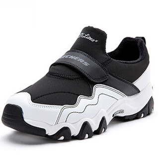 斯凯奇（Skechers）女童加绒加厚熊猫鞋运动鞋魔术贴 664095L 黑色/白色 32