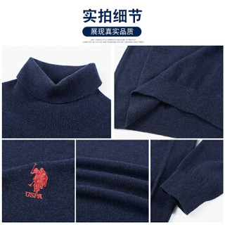 U.S.POLO ASSN. 羊毛衫男 2019秋冬新品时尚商务休闲百搭毛衣半高领纯色修身保暖男装 6194115109 紫花色 56