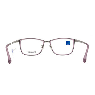 蔡司（ZEISS）镜架光学近视眼镜架男女款钛板材商务休闲眼镜框全框ZS-80003 F080银色架透明玫色圈53mm