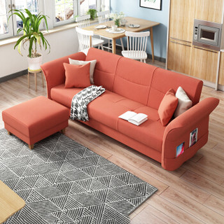 A家家具 沙发 北欧小户型客厅折叠多功能两用沙发床 懒人布艺沙发（三色可选 留言备注）三人位 ADS-034