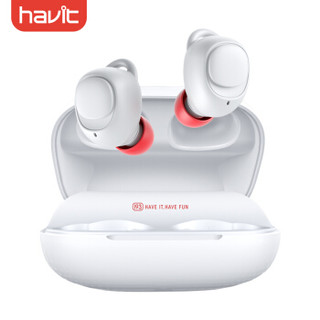 海威特（Havit）I93真无线蓝牙耳机 5.0智能配对 双耳通话tws双耳入耳式运动耳麦迷你超小耳塞 500毫安白色