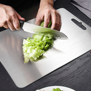 全适 304不锈钢砧板菜板子面板 36*25cm 加厚一体双面防霉卫生刀板 擀面板 水果蔬菜辅食案板