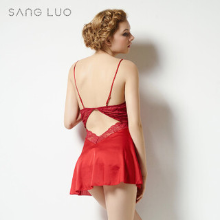 桑罗（SANGLUO）真丝女睡衣家居服 粉色 S