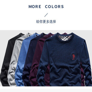 U.S.POLO ASSN. 羊毛衫 2019秋季新品商务休闲纯色修身保暖男毛衣简约百搭男士打底衫 6194115111 黑色 56