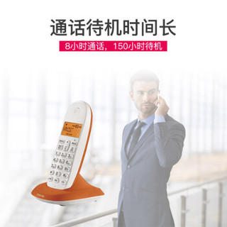 摩托罗拉(Motorola)数字无绳电话机 无线座机 单机 办公家用 来电显示 三方通话 C1001XC(橙色) 一拖二