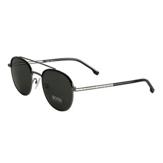 HUGO BOSS 雨果博斯 中性款黑色镜框银色镜腿眼镜偏光太阳镜 1069/F/S R81M9 55MM