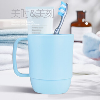CHAHUA 茶花 漱口杯簌 刷牙杯子 牙刷杯牙缸 洗漱杯塑料水杯 1只装 蓝色