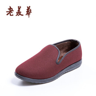 老美华传统经典款套脚老北京女棉布鞋184284004 红色 35