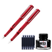 永生 9166正姿两支装墨水钢笔套装 男女学生练字商务办公签字笔水笔铱金钢笔 红色F+红色EF