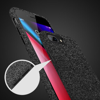 ESCASE 苹果8/7Plus手机壳 iPhone8/7Plus手机套 5.5英寸混纺毛绒精纺布艺全包防摔保护壳 铝合金按键 至臻黑