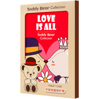 泰迪珍藏 苹果iPad mini4保护套 苹果迷你4保护壳 卡通防摔支架皮套 热恋泰迪