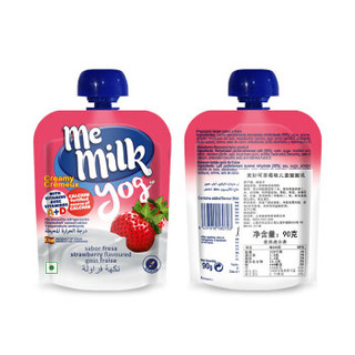 美妙可(me milk) 草莓味儿童酸奶酸酸乳90g*4袋 进口宝宝酸奶零食果泥 12个月以上