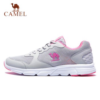 CAMEL 骆驼 运动鞋男女情侣款休闲透气跑步鞋慢跑鞋 CD2223L6852 灰/梅红 37