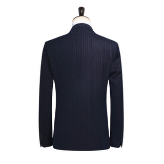 金盾（KIN DON）西服三件套 新品男士西装双排扣竖条纹休闲西服套装QT2018-1-1882蓝色XL