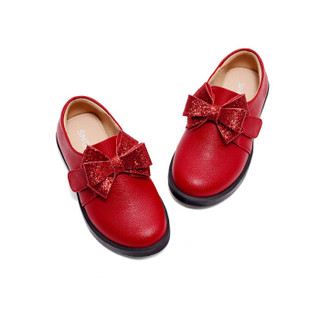 斯纳菲秋季新款韩版中大童公主鞋女童皮鞋儿童单鞋19835红色26