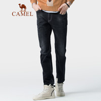 骆驼（CAMEL）男装 2019秋冬新款黑色牛仔裤男中腰直筒韩版宽松牛仔潮流长裤 D9X134392 黑色_36