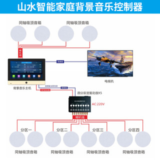 Hmovie 山水家庭背景音乐主机套装 WIFI智能音响系统 吸顶音响喇叭 吊顶音箱 DM-8+T3无边框8英寸一拖六