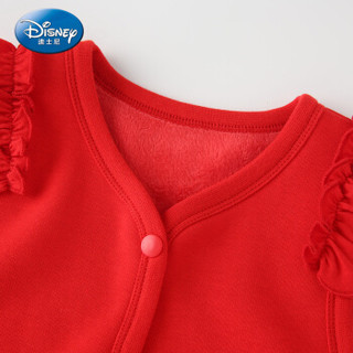 迪士尼 Disney 童装女童中小童保暖加厚马甲黄金绒宝宝衣服上衣2019冬 DA942FE02 大红 100