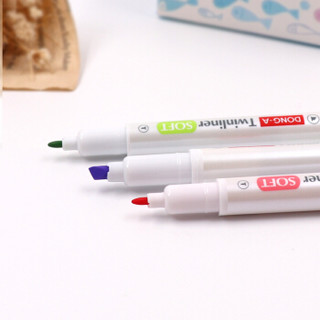 韩国东亚（DONG-A）双头涂鸦笔 珍珠杆彩色手账标记笔 5色套装 莹彩TLS-5C-Y（赠2色荧光笔）