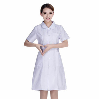 劳保佳 护士服短袖 白大褂 实验服 药店护士服 工作服 粉色 XXL码 两件装