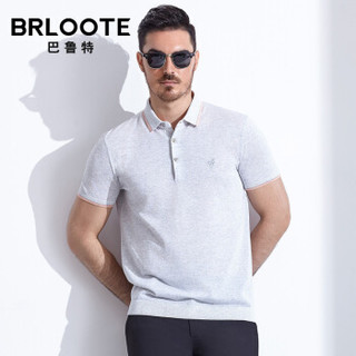 Brloote/巴鲁特轻奢男装 POLO衫男2019夏季新品时尚撞色翻领休闲短袖T恤  灰色 185/104A